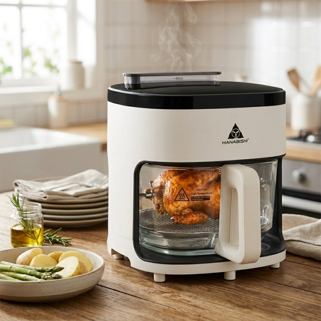 Hanabishi Glass Air Fryer with Steam function HAFRYER42GLDIGSTMR