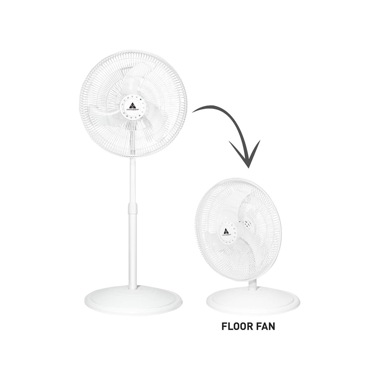 2 Fan Hanabishi 2 in 1 Stand Fan Floor Fan HF1600-2IN1WHT